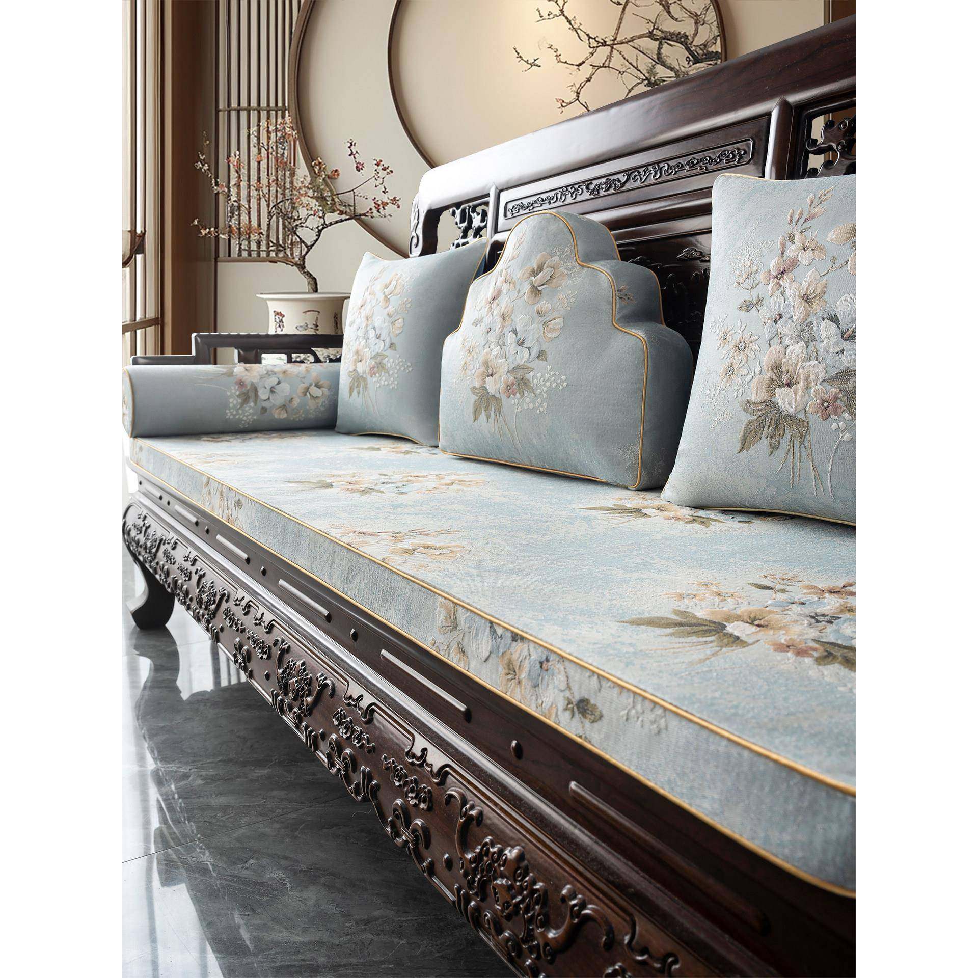 新中式红木沙发垫定制木实具坐垫家罩套套高端轻奢罗汉床五ATR件