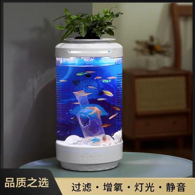 小鱼缸客家迷你水生态免侧换水造景创意自循环SJL-YG-1用滤懒厅人
