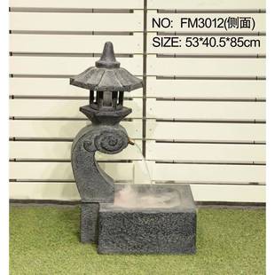 中复古禅流水摆件环水餐厅酒UBQ店会所足浴店面庭院绿循式植造意