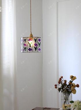 日式蒂凡尼玻璃绘玻手床头小灯饭厅玄关璃挂画 VMJ画沙吊发吊灯