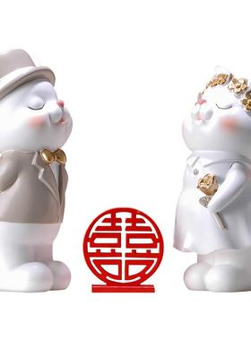 子摆件客厅电视人柜家兔居饰品结婚礼物小情装侣新婚送闺蜜新LMQL