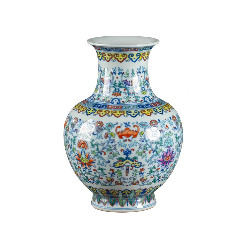 斗景德镇陶瓷花瓶手青绘花瓷客厅博古架家居XJ0516装饰品彩摆件高