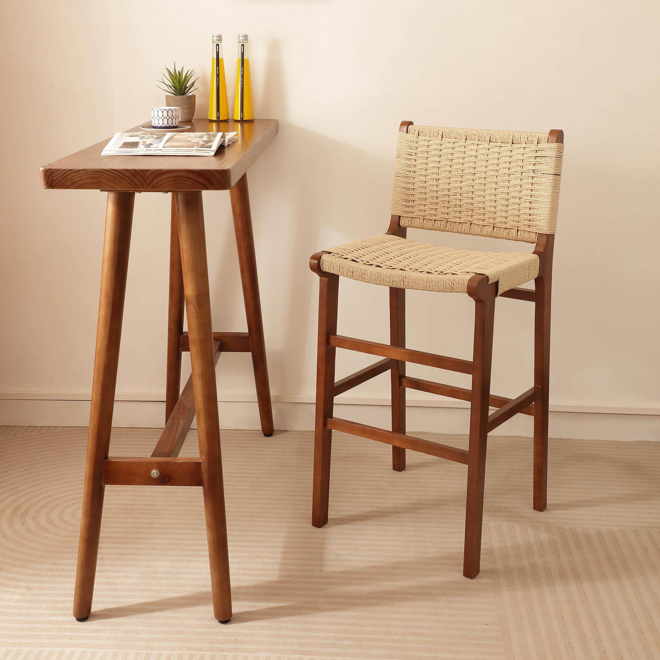 实绳编吧椅前家#260用复古餐椅酒吧餐厅高脚凳侘木风岛台椅台寂接,住宅家具,家用高脚椅,淘宝优惠券,粉丝福利购,淘宝优惠卷