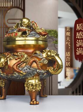 全九转干坤公铜九转干坤鼎铜纯黄摆件龙转铜鼎办桌室面装饰店铺开