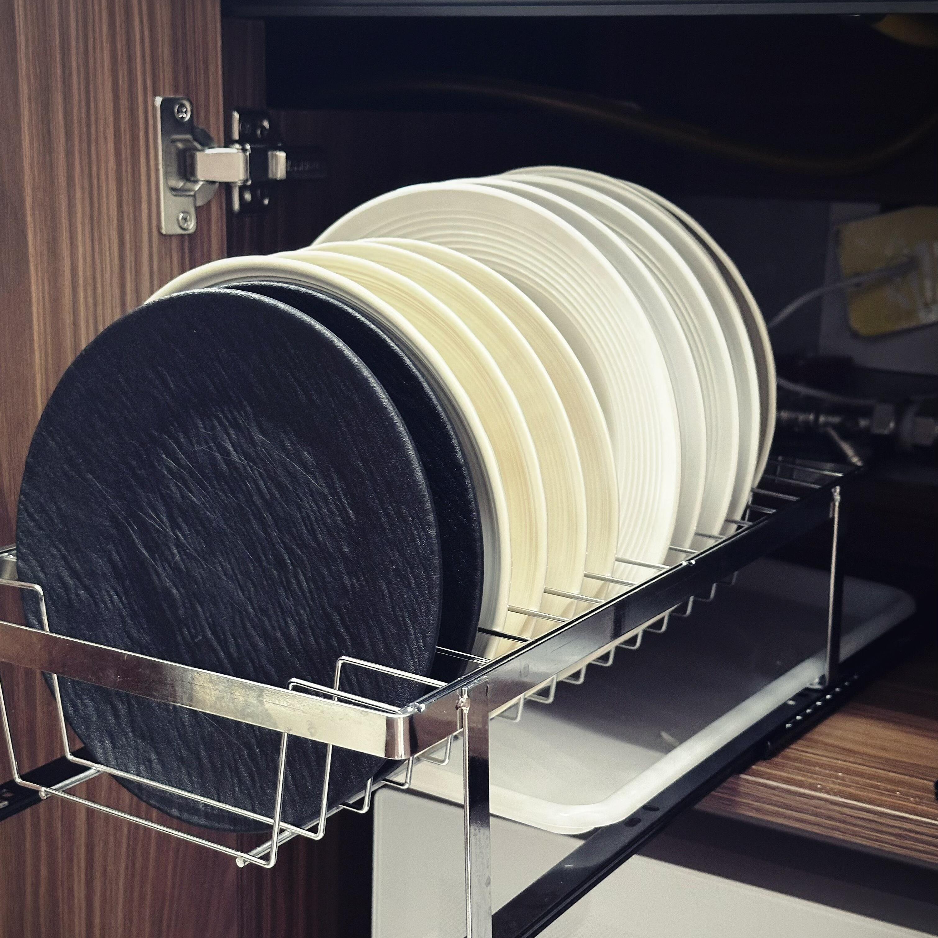 橱柜盘内拉碗架碗碟收纳架沥抽水碗架碗筷餐具房不1锈钢厨沥水架