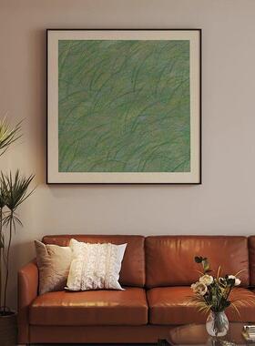 现代简约色抽象草地小众客厅装玄关饰画卧室景绿墙壁画背WKI方型