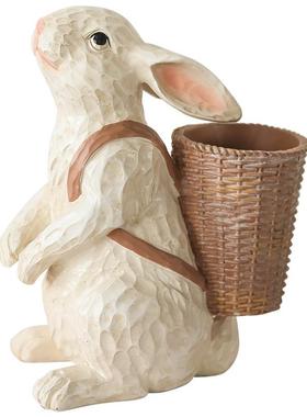 篮 SZ528格树兰德花环小兔意子背花花盆摆件创脂工艺家居饰品