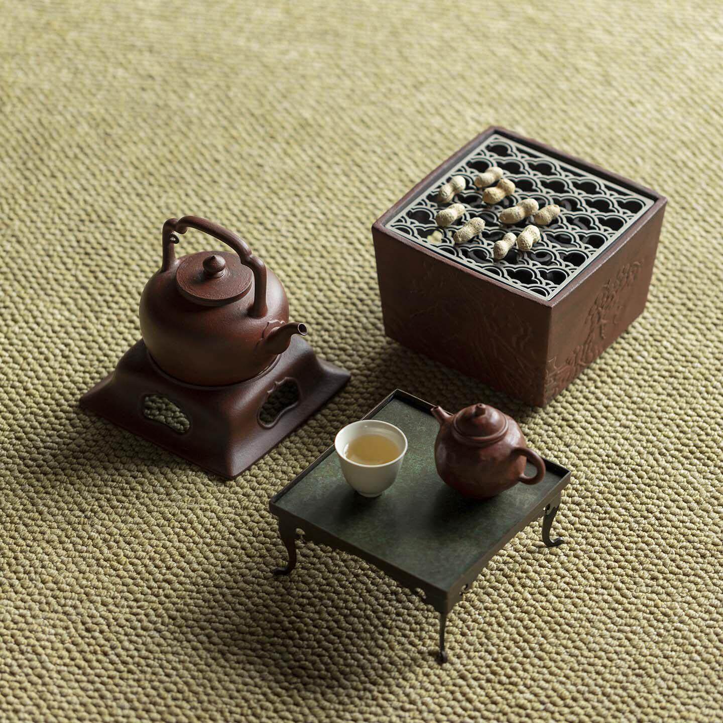 无 创意手围工0342雕刻钵煮雪烹茶炉组陶炉陶落壶炉煮茶茶器茶道