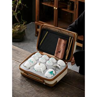 旅户装外便携茶具套送行功夫茶具露营泡茶壶茶杯陶TGH瓷高档收纳
