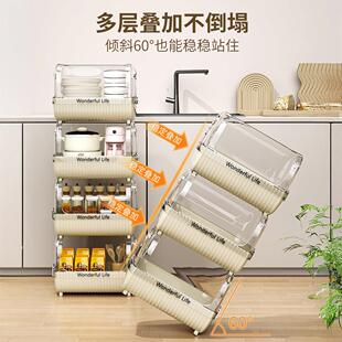 小推车置物架厨房纳落地置物架动家收用可水移调味罐蔬菜果菜篮子
