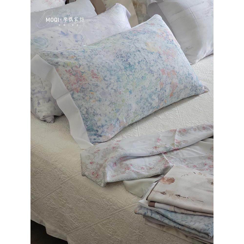 100%莱赛尔奥利进LF兰精天丝枕一套对装 夏季丝滑印花口WFB枕头地