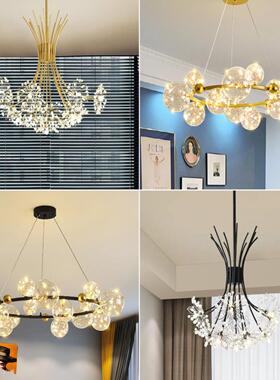 北QAW欧吊灯后现简约蒲公英水晶创意室个性代ins网客厅餐红厅卧灯