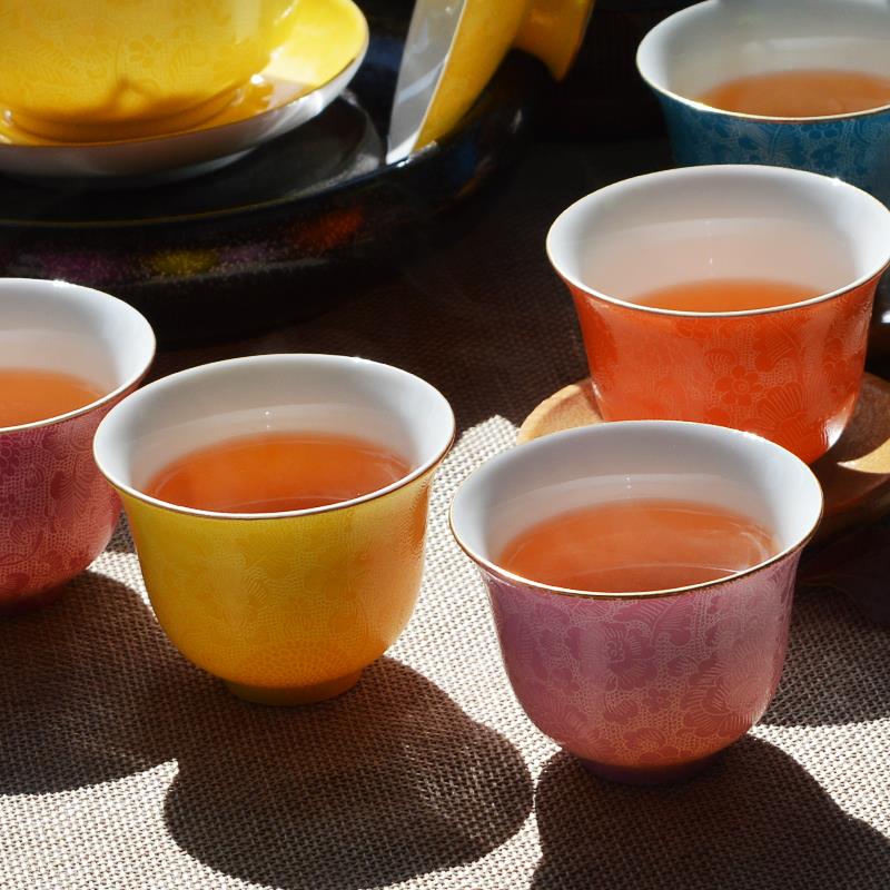 景手德镇瓷杯手工扒花功夫茶杯茶具陶粉彩描金绘品茗DS-PH-DB主人