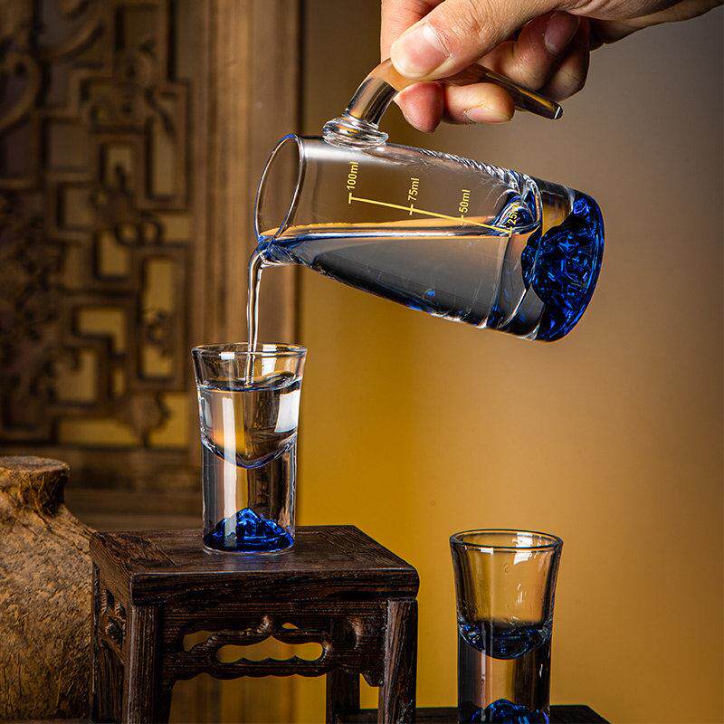 高档轻分奢白酒杯套装家中水晶式玻璃一口杯小酒盅xz-315二两酒用
