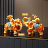 新中招财式 大象摆饰对葫芦创意家居客厅电视柜饰装 品乔一A05迁礼