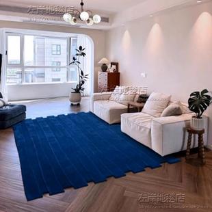 覆古艺FNT术色蓝色体条纹客厅茶几地红毯立异形卧室书房床衣帽间