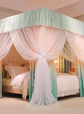 遮光床体帘支家用卧室落地封cm-001闭架防尘床幔蚊帐一式公主风保