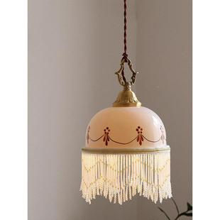 欧釉面馨印花陶式瓷NTP流苏吊灯浪漫温卧室床头餐吧台咖厅啡馆氛