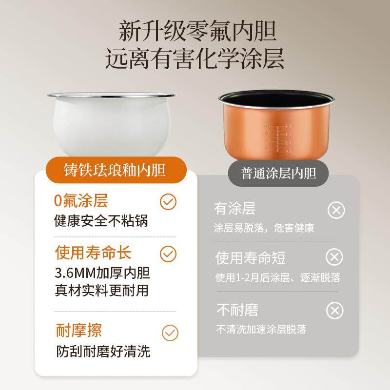 思特电饭煲家用小型0氟涂层饭新锅3L不锈5钢内胆电煮Rice Coo饭锅
