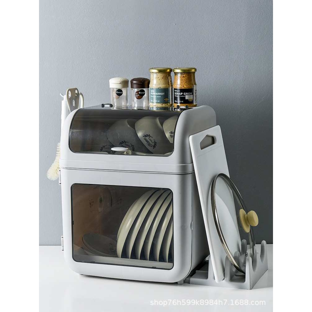 翻盖碗碟筷食品级塑料碗柜厨房沥水碗架收纳盒餐具置物架