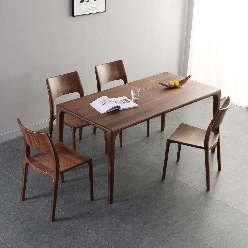 北欧实木黑胡桃木全榫卯餐桌轻奢餐椅茶桌白橡木樱桃木饭桌