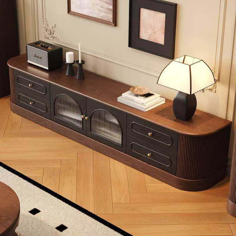 2026年新款实木电视柜中古风茶几组合法式复古客厅家用家具地柜