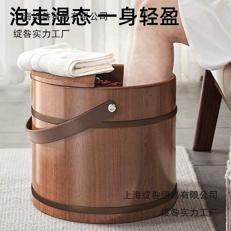 加厚柏木泡脚桶保温厂家直销手提木桶实木洗脚盆按摩泡脚足浴木盆