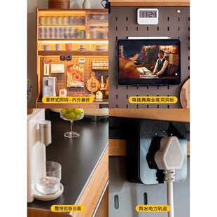 二黑木作实木岩板樱桃木一体高柜餐厅收纳咖啡柜定食餐边柜2代