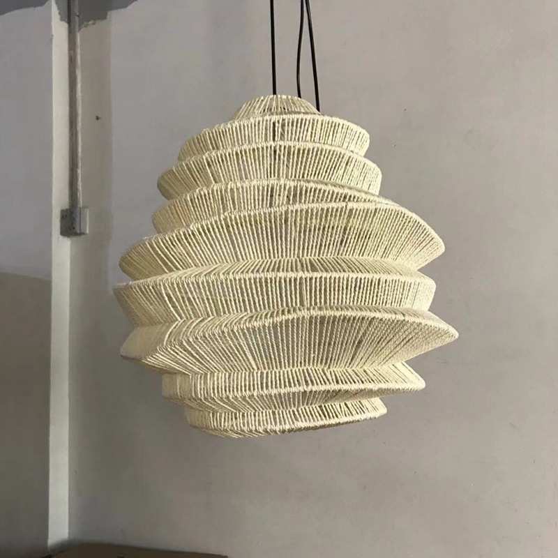 田园客厅饭店阳台日式灯笼榻榻米灯具藤艺竹艺布艺麻绳编织吊灯