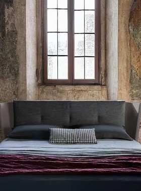 意式极简布艺床Bretagne轻奢现代简约双人床大平层主卧皮布床软床