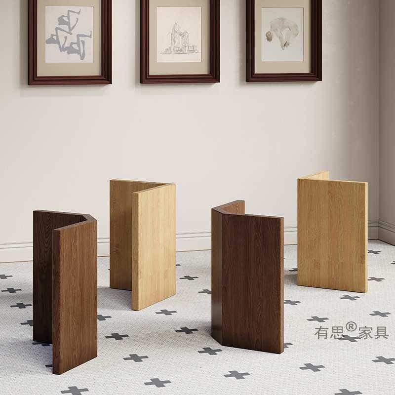 十字型松木原木大理石型T古风岛台餐桌支架腿实木桌中V型脚其他