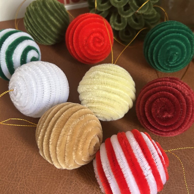 圣诞树装饰品圣诞装饰球圣诞节球毛绒球挂件场景布置吊球桌面摆件