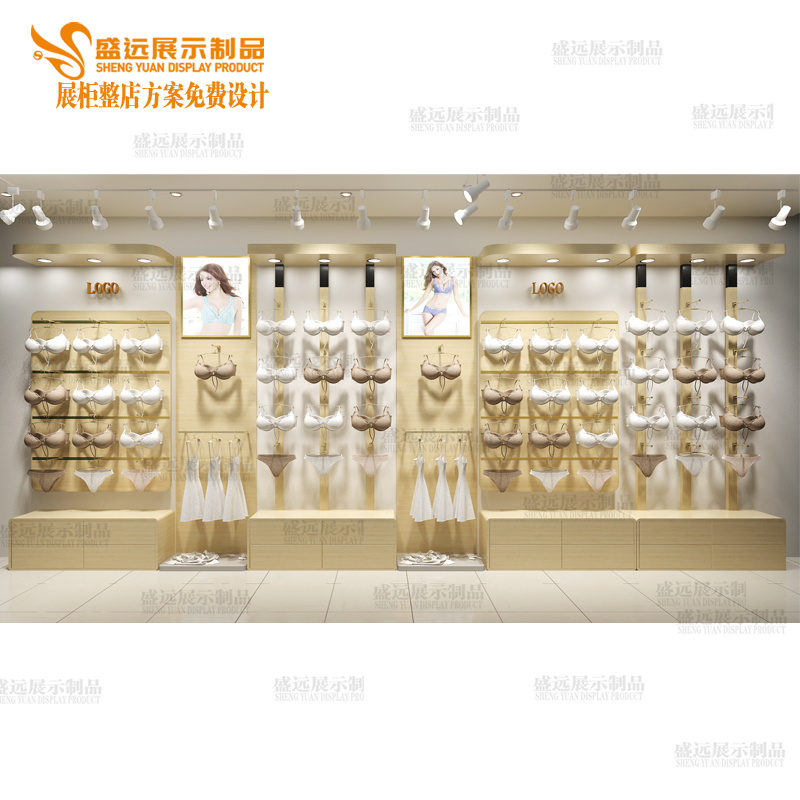 定制内衣货架内裤文胸展示架 靠墙带灯内衣展示柜展架睡内衣货架