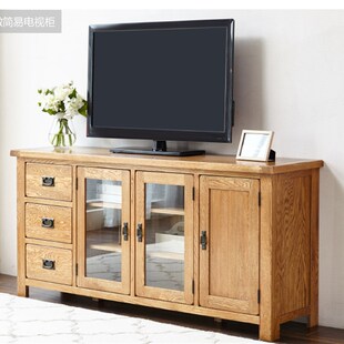 1.8米纯实木餐边柜美式乡村展示柜橡木储物柜带玻W璃门餐厅碗柜