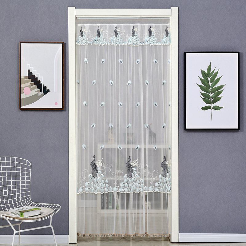 门帘布艺卧室家用田园简易清新装饰客厅门卫生间隔断帘半帘长纱帘