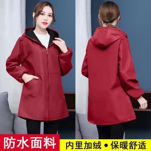 新款秋冬防水防油加大罩衣女士成人带帽长袖加绒工作服棉袄护衣外