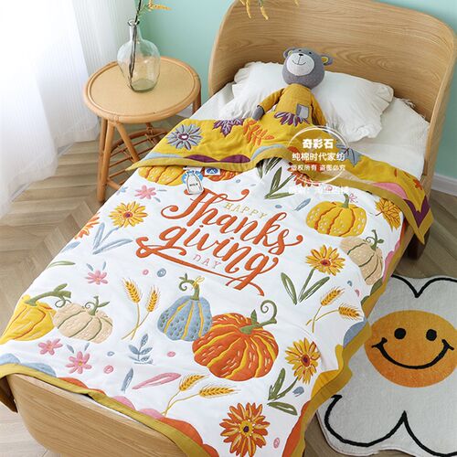 十层纱布儿童盖毯全棉家用单人牛奶味面包被子超软宝宝毛巾被