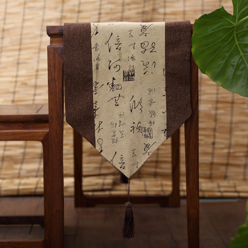 【七韵古琴】古琴配件 桌布 古琴桌旗盖布 亚麻桌仿古桌旗桌布