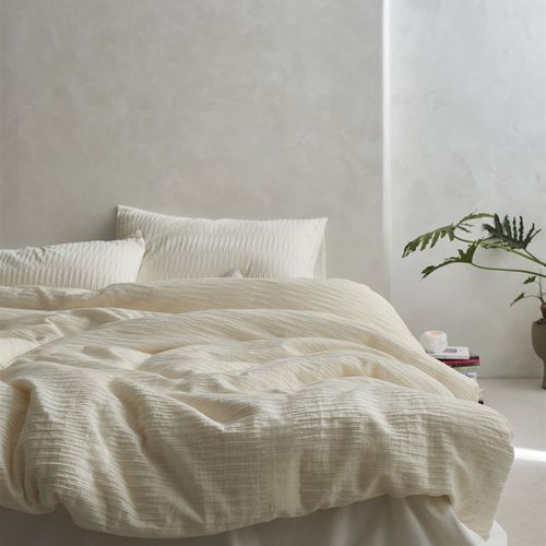 侘寂风全棉法芙提花白色四件套 水洗棉三件套波浪纹干爽透气春夏