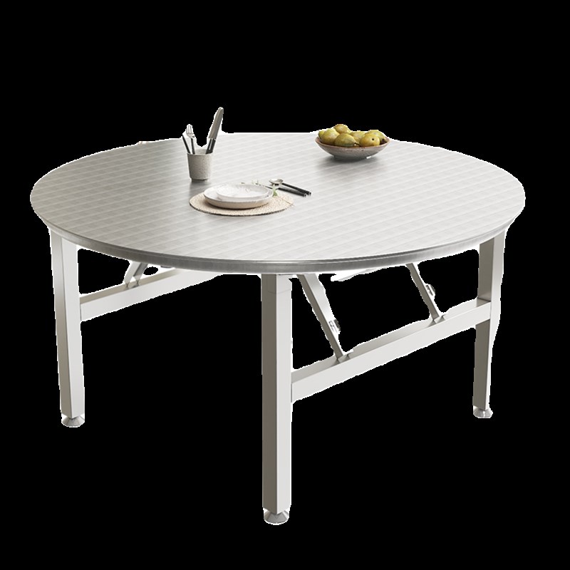 304加厚不锈钢折叠圆桌户外烧烤家用餐桌免安装桌子饭店折叠方桌