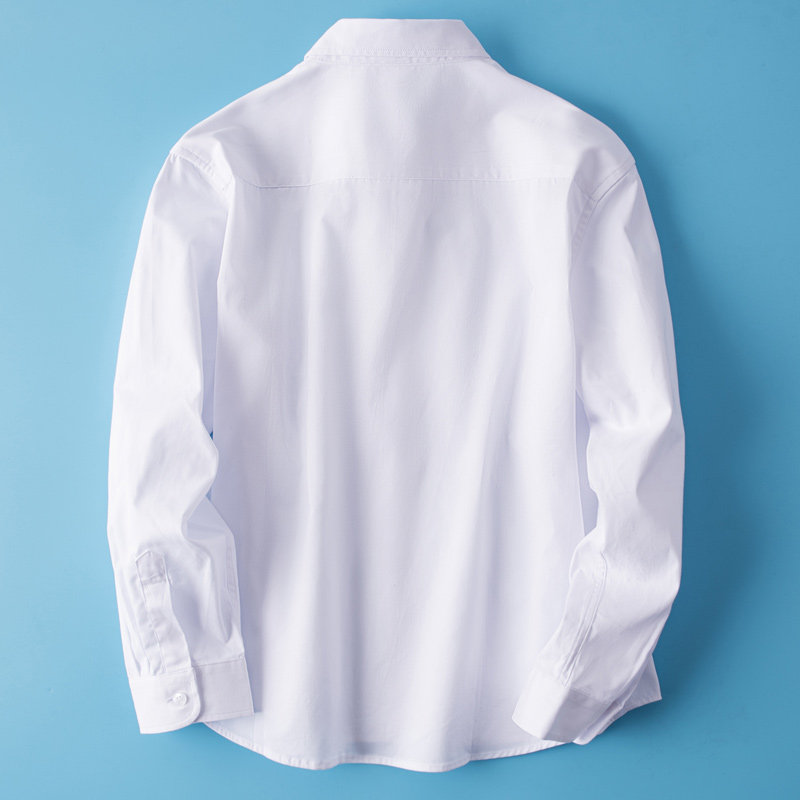 胖童白衬衫长袖男童加肥宽松儿童加绒白色衬衣大童小学生校服