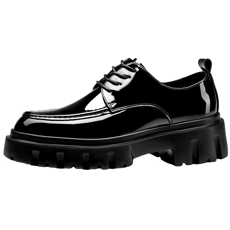 皮鞋男漆皮亮面厚底增高商务休闲德比鞋英伦内增高男鞋子