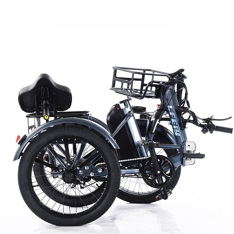 20寸折叠三轮车胖胎脚踏助力电动三轮车粗胎雪地锂电三轮车