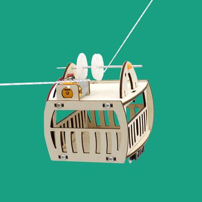 观光缆车玩具模型儿童diy手工制作中小学生拼装索道车科技小发明