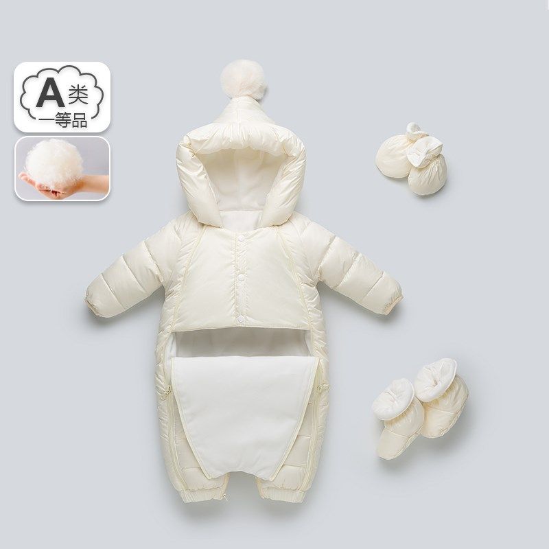 婴儿羽绒服连体衣冬季男宝女宝加厚外出服婴幼儿羽绒保暖哈衣爬服