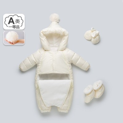 婴儿羽绒服连体衣冬季男宝女宝加厚外出服婴幼儿羽绒保暖哈衣爬服