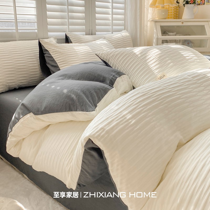 ins床上用品四件套纯棉全棉双人床单被罩春秋学生宿舍单人三件套4