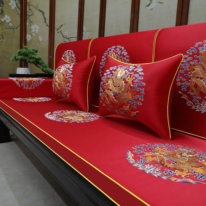 中红木沙发坐垫汉皇宫龙典实木云锦龙家具沙发垫靠垫罗床式垫防滑
