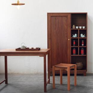 未来日记叠家子具73723板 原木风实木可放收纳凳方凳凳餐凳椅子多