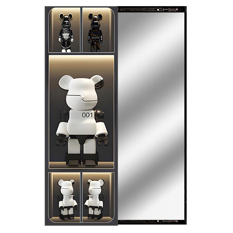 推拉隐关藏式全身镜力暴壁熊隐形穿衣镜装饰画镜子可RUH闭玄关走